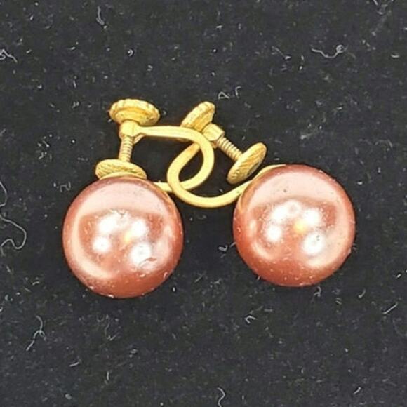 Pink Ball Screw Back Earrings - Picture 1 of 3
